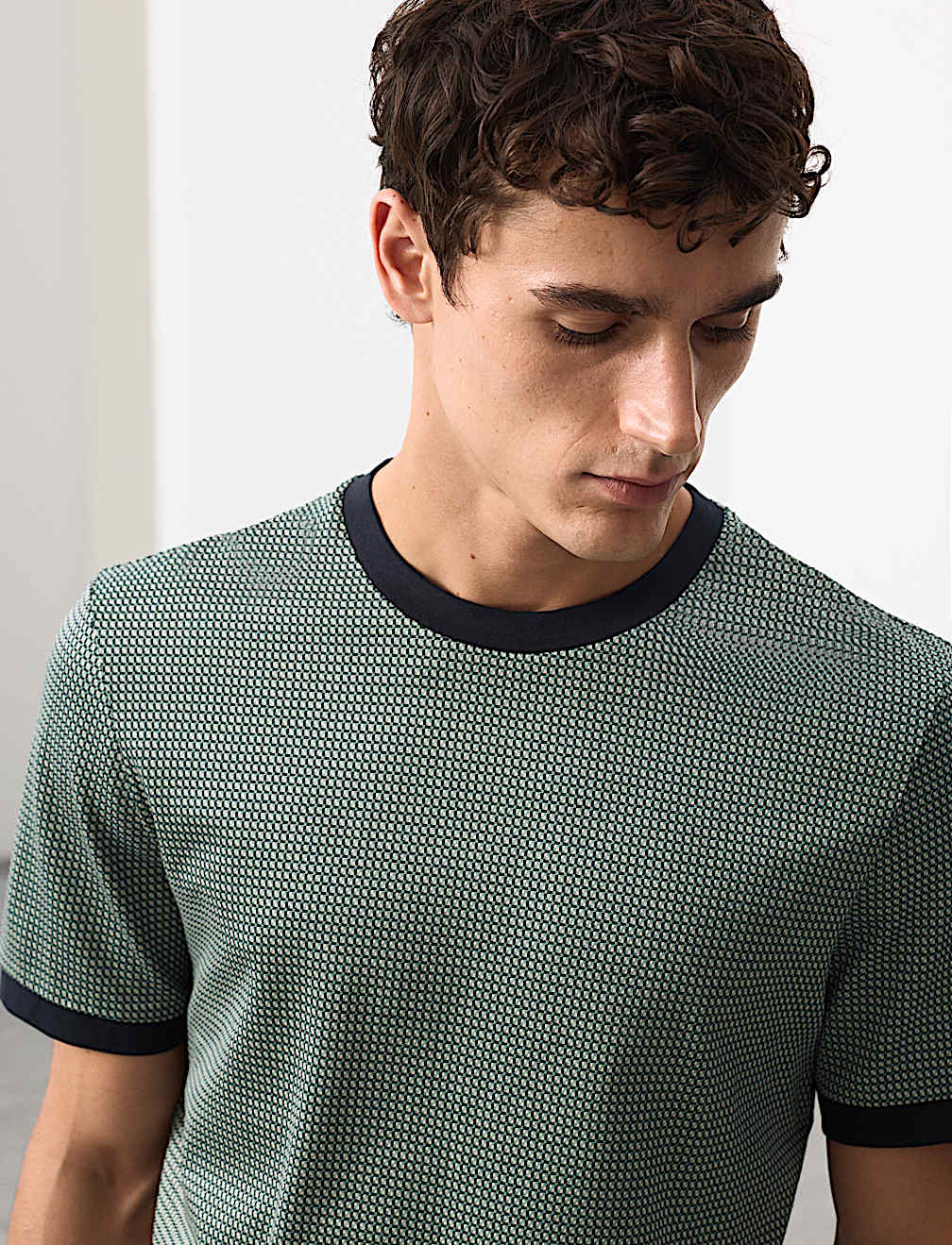 Pure Cotton Geometric Jacquard T shirt