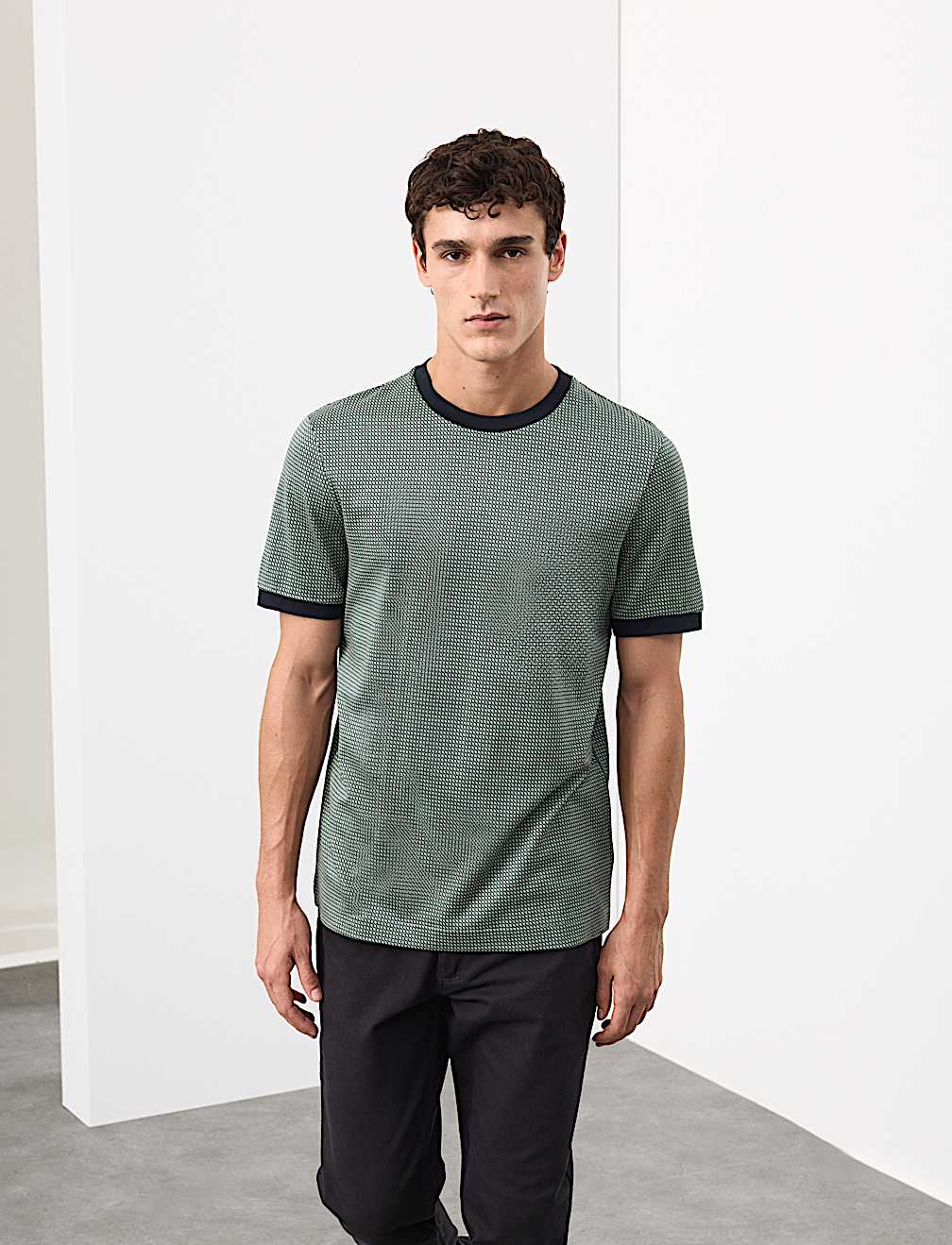 Pure Cotton Geometric Jacquard T shirt