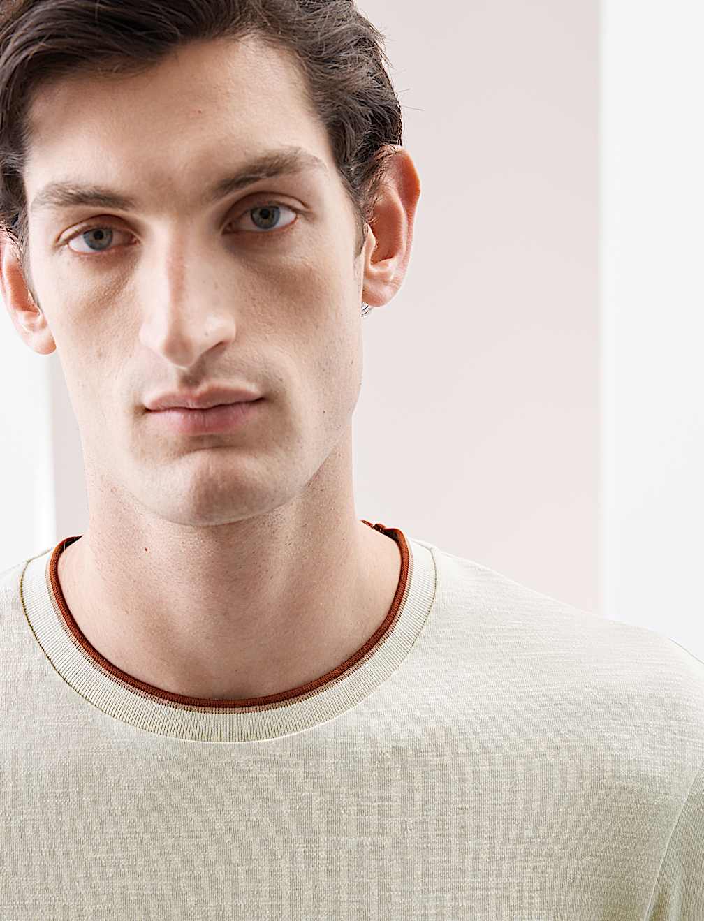Linen Blend Crew Neck T-Shirt