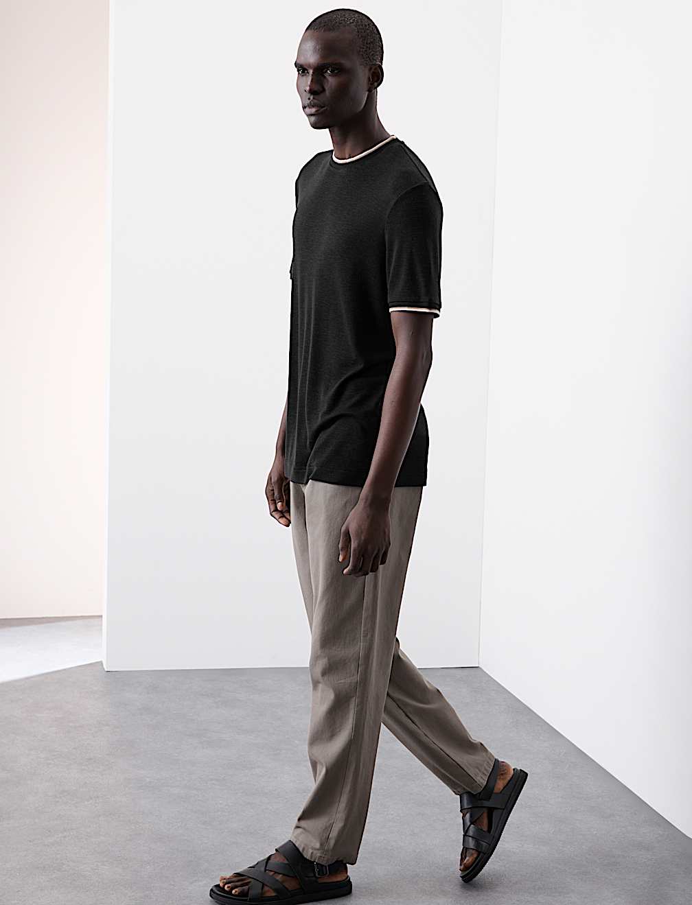 Linen Blend Crew Neck T-Shirt
