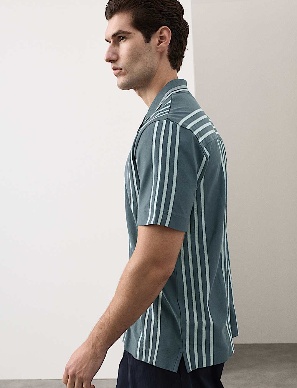 Pure Cotton Textured Revere Polo Shirt