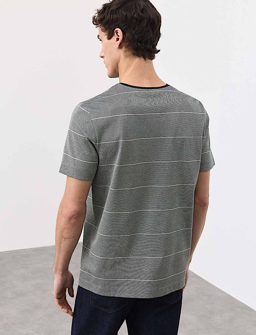 Pure Cotton Textured Striped T-Shirt