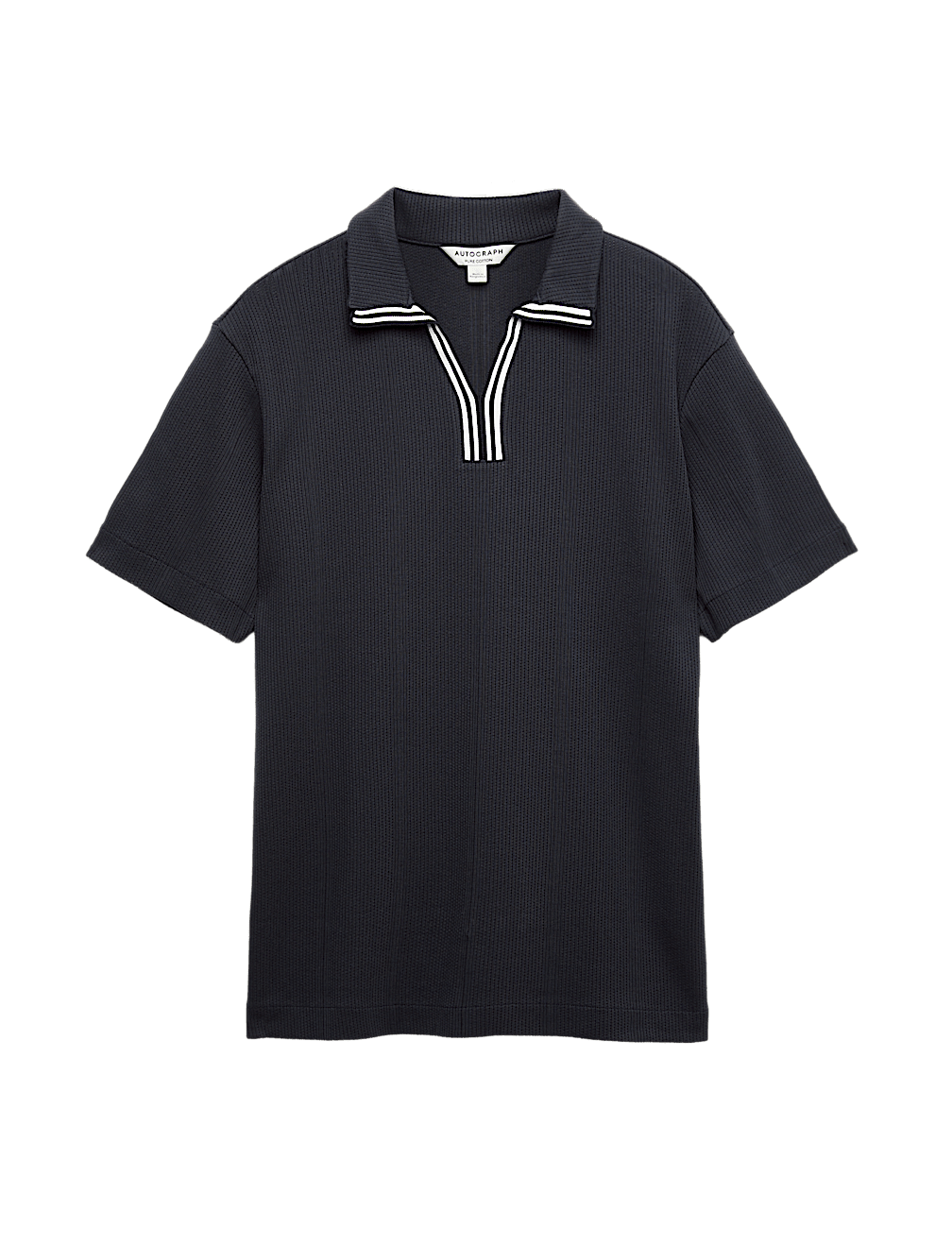 Pure Cotton Vertical Pointelle Polo Shirt