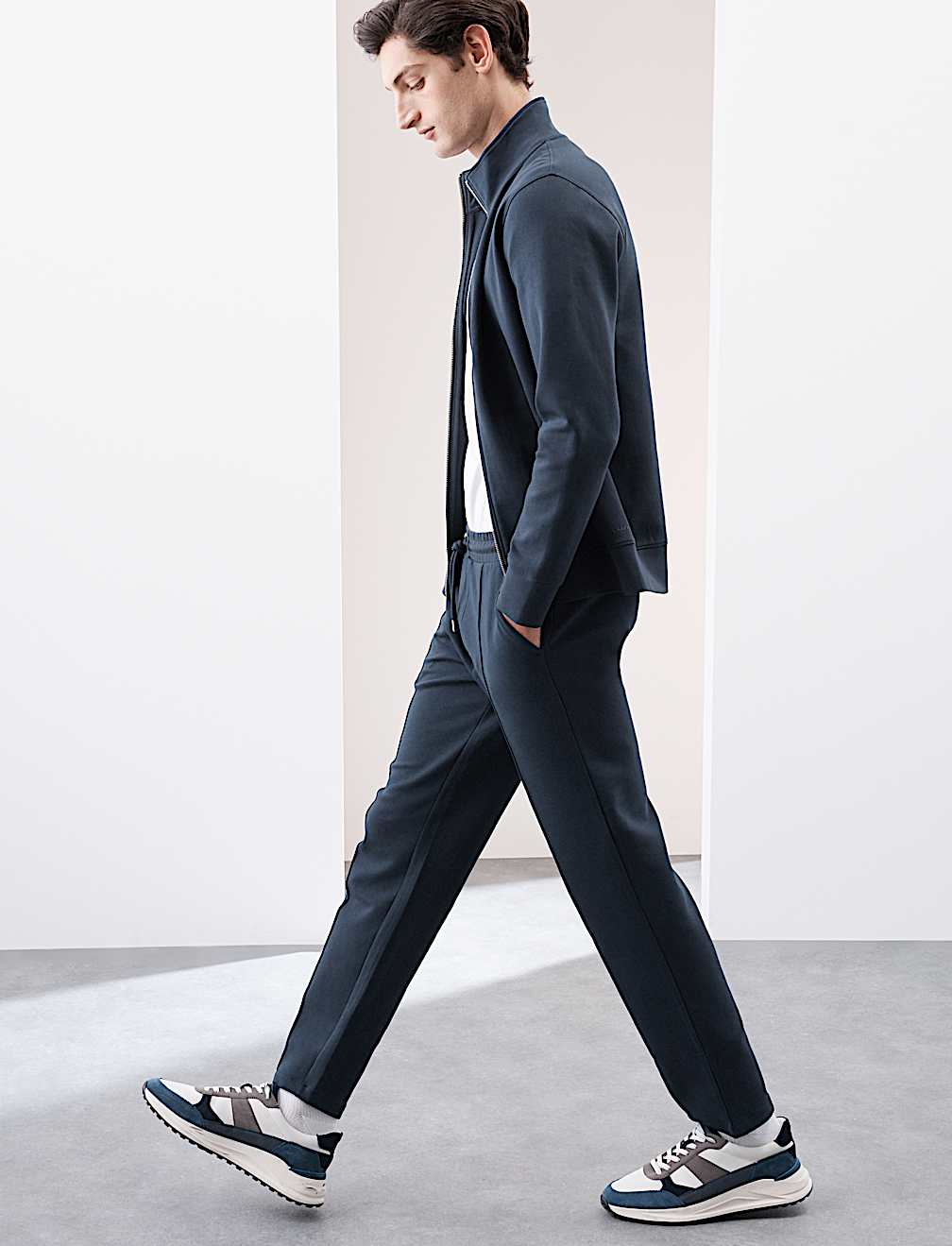 Cotton Rich Pintuck Straight Leg Joggers
