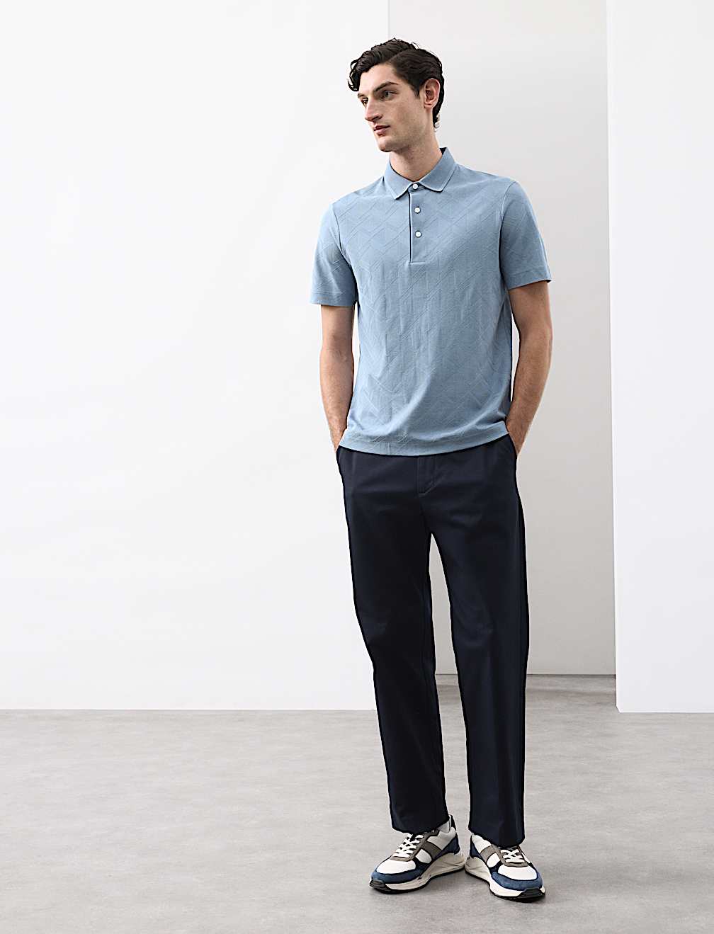 Pure Cotton Textured Polo Shirt