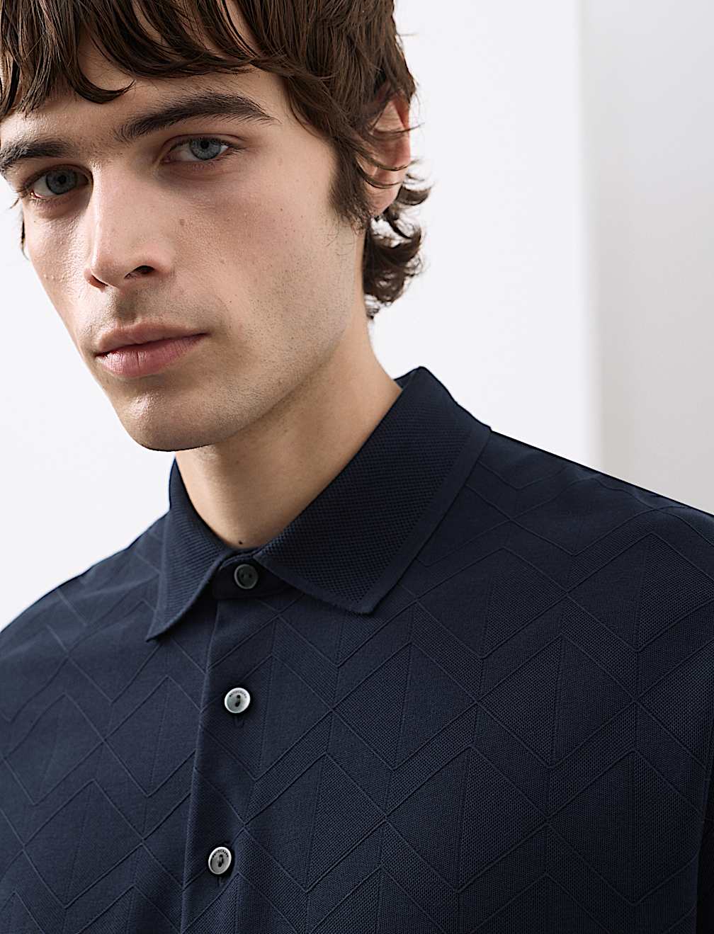 Pure Cotton Textured Polo Shirt