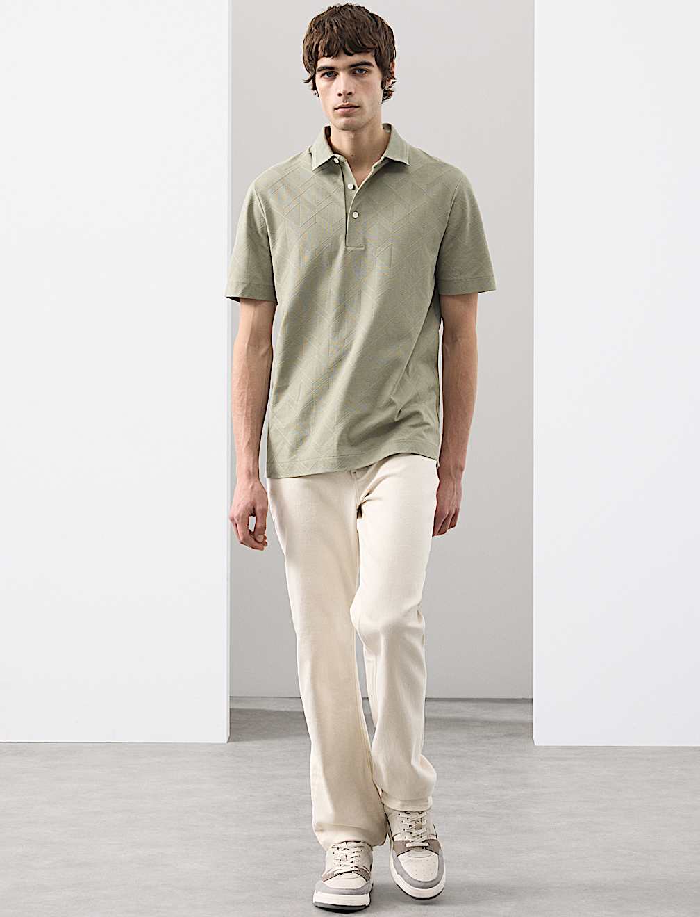 Pure Cotton Textured Polo Shirt