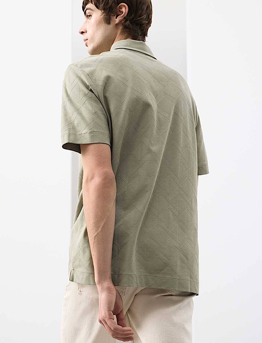 Pure Cotton Textured Polo Shirt