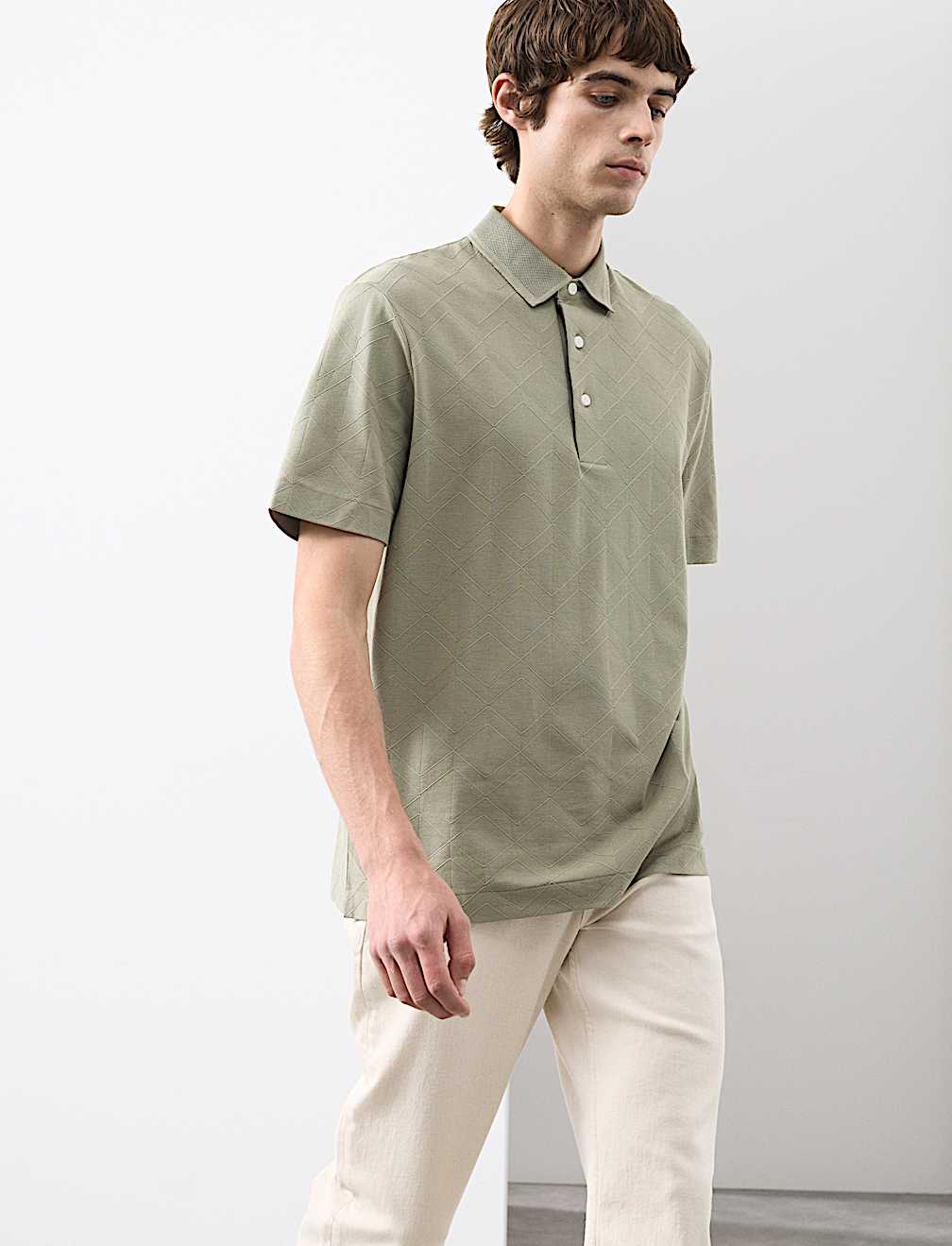 Pure Cotton Textured Polo Shirt