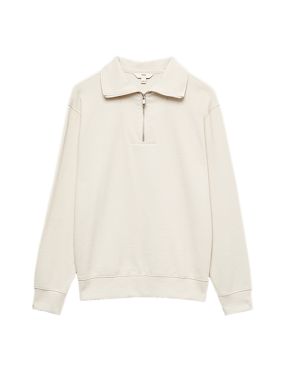 Cotton Rich Textured Half Zip Jumper