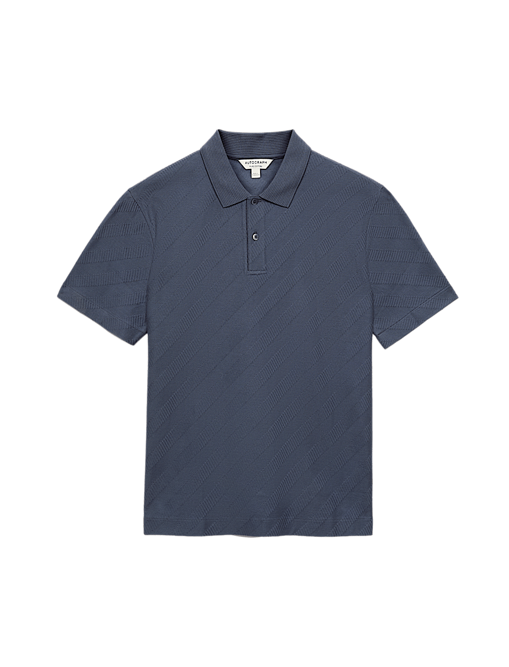 Pure Cotton Textured Jacquard Button Polo Shirt