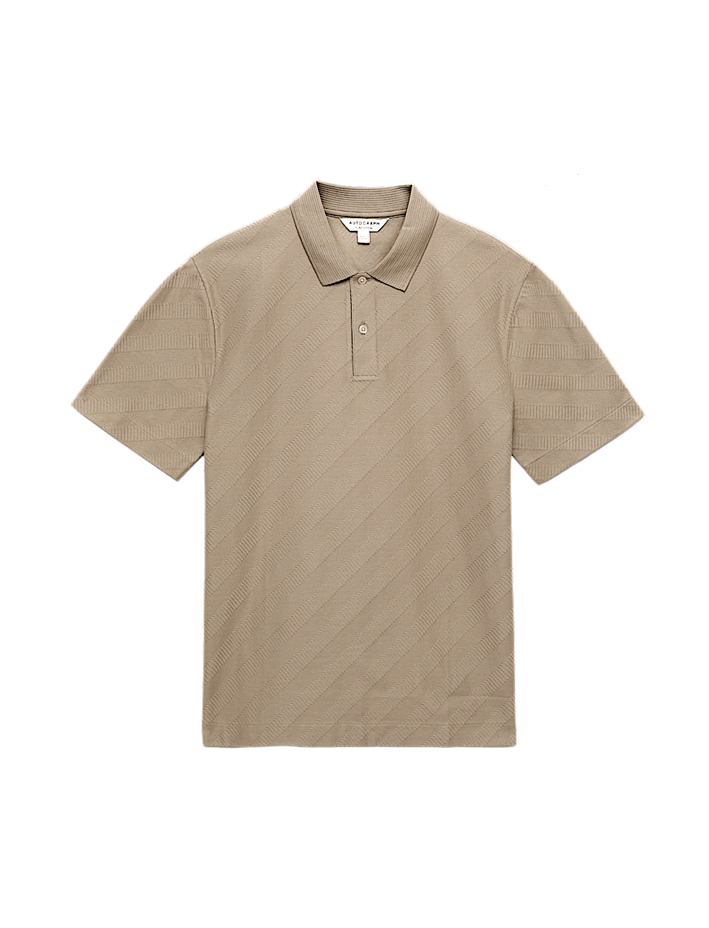 Pure Cotton Textured Jacquard Button Polo Shirt