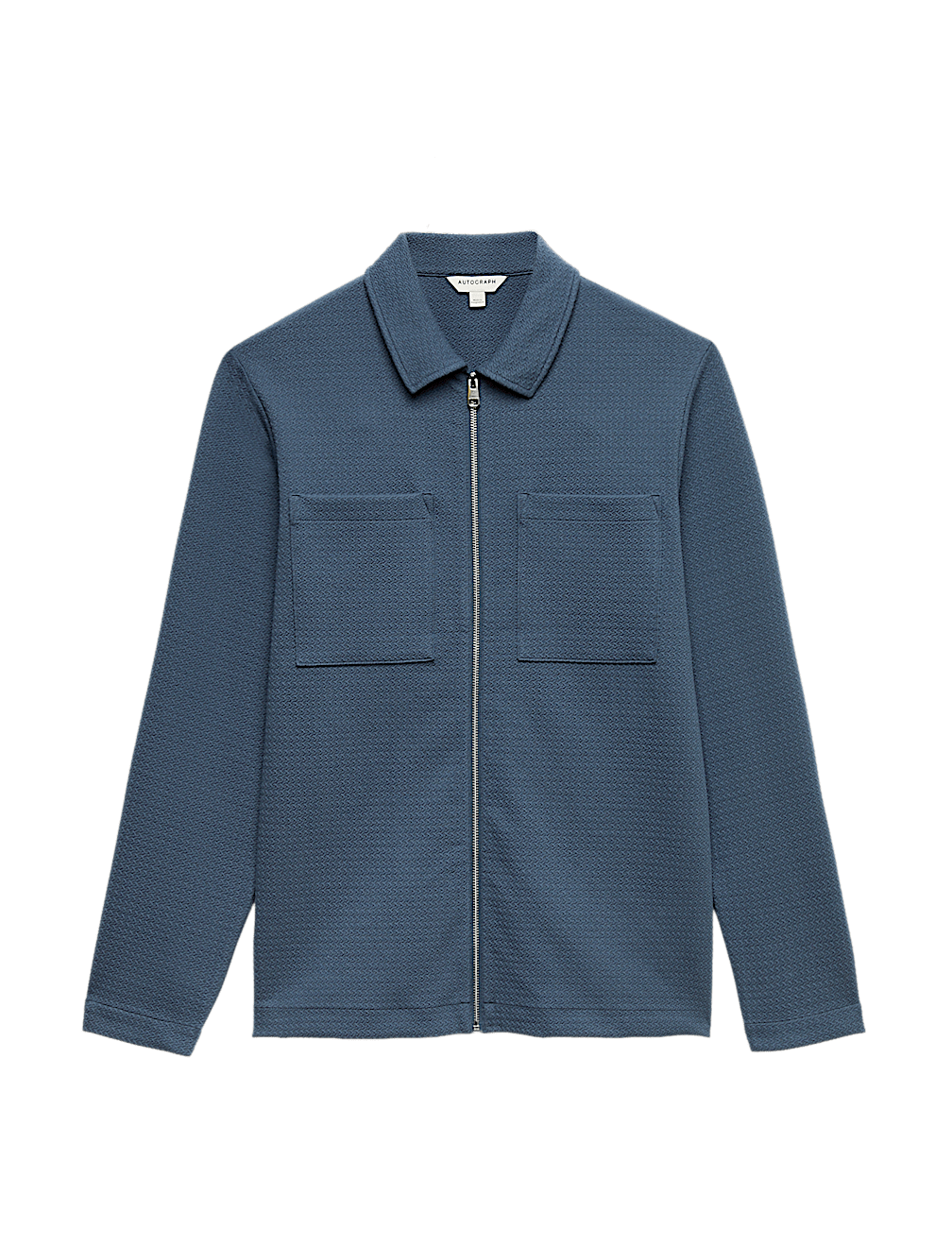 Cotton Blend Zip Up Textured Jacket