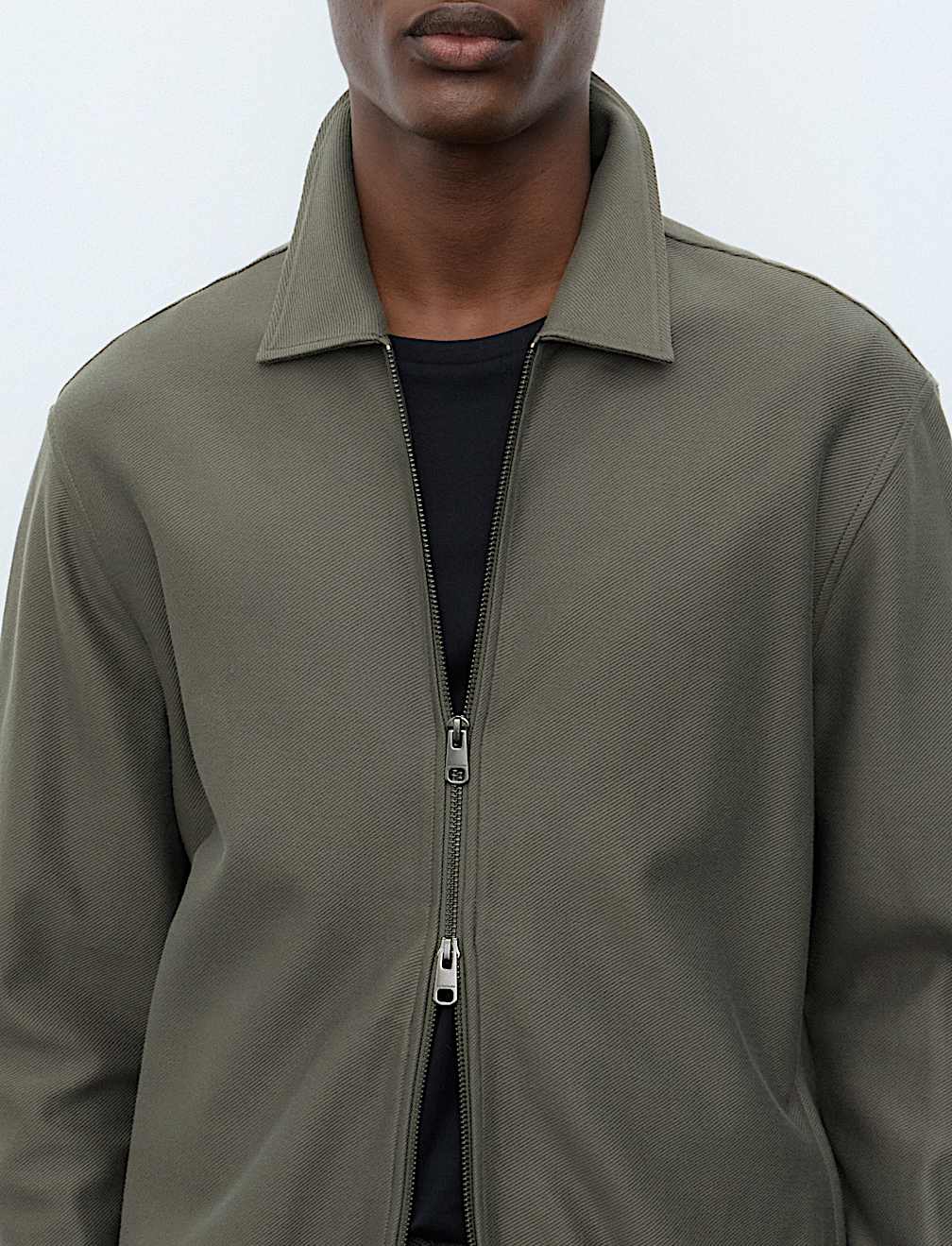 Pure Cotton Twill Zip Through Overshirt