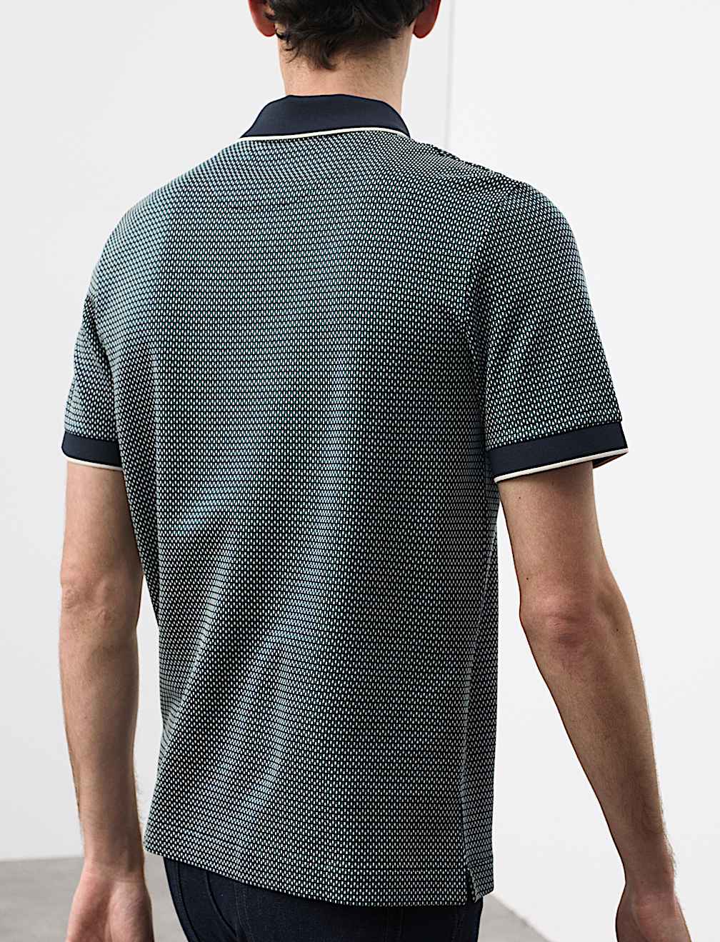 Pure Supima&reg; CottonJacquard Zip Up Polo Shirt