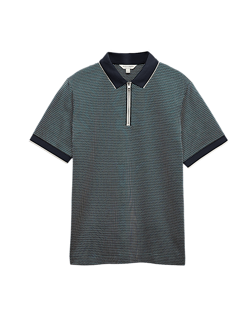 Pure Supima&reg; CottonJacquard Zip Up Polo Shirt