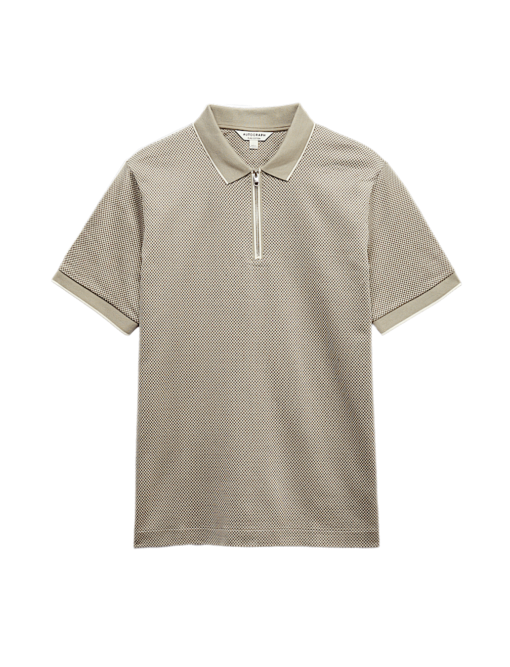 Pure Supima&reg; CottonJacquard Zip Up Polo Shirt