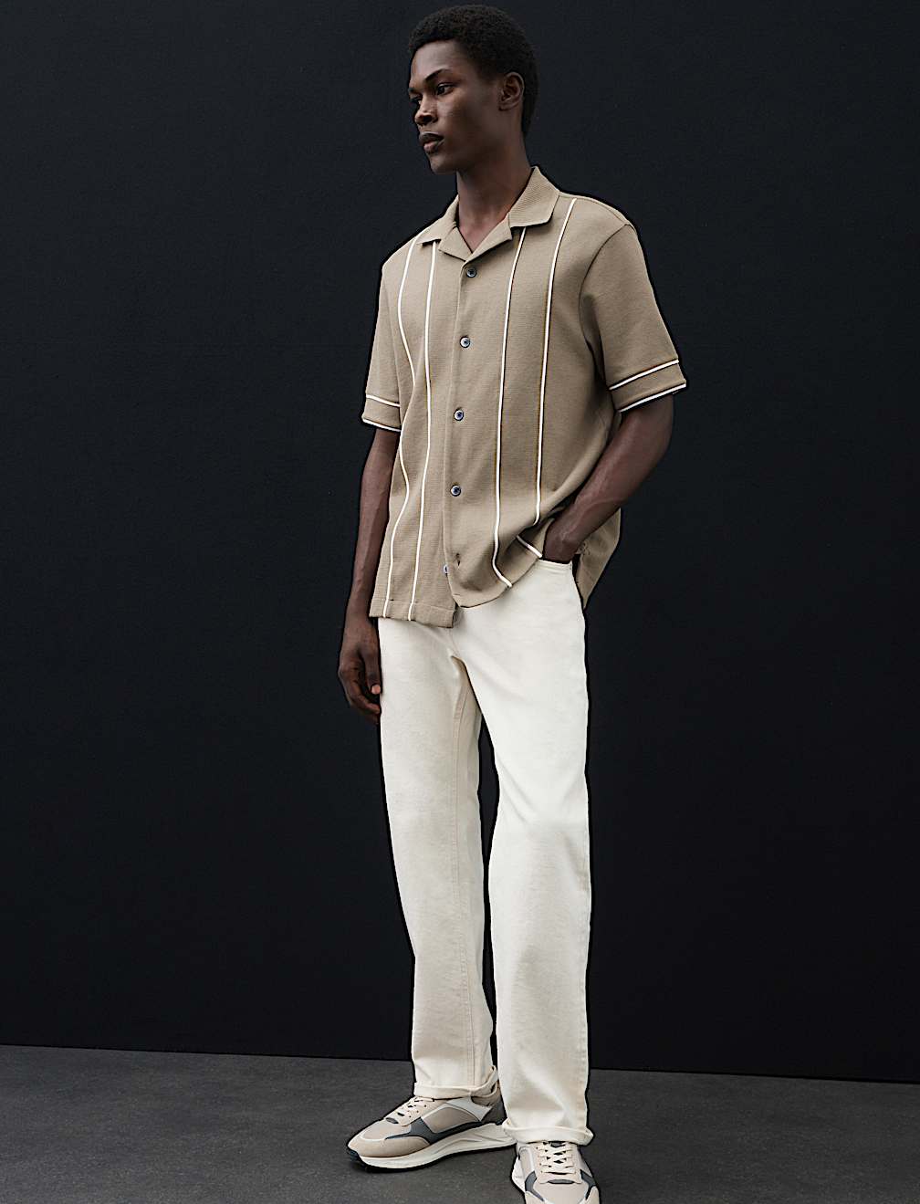 Cotton Rich Piped Stripe Knitted Polo Shirt