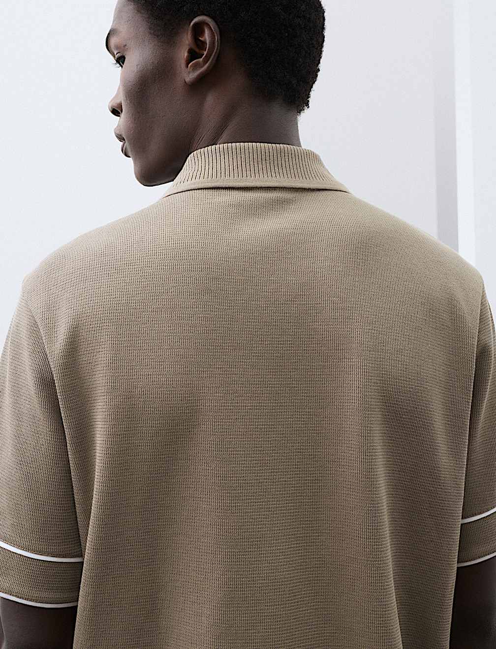 Cotton Rich Piped Stripe Knitted Polo Shirt