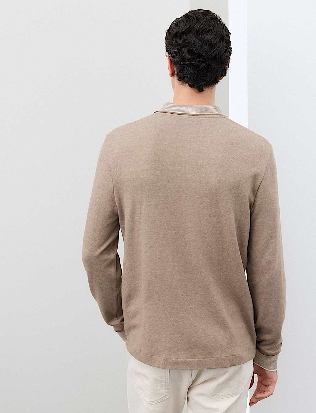 Cotton Rich Long Sleeve Polo Shirt
