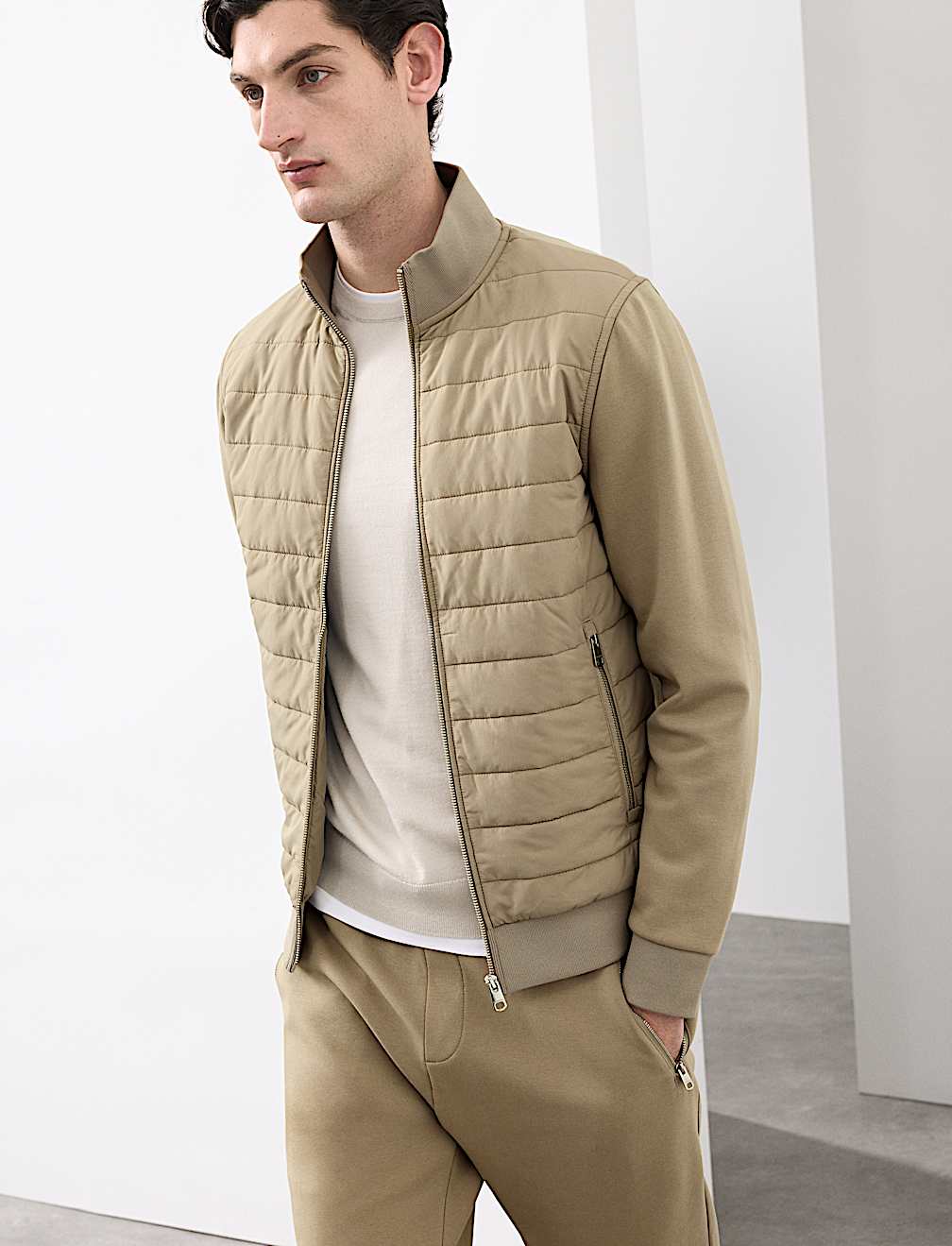 Cotton Rich Zip Up Quilted Jacket