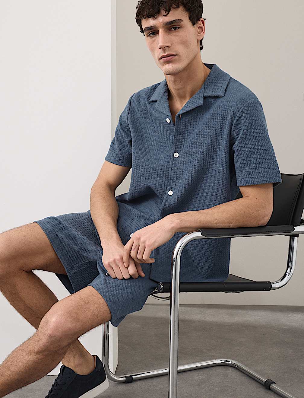 Regular Fit Cotton Blend Textured Shirt