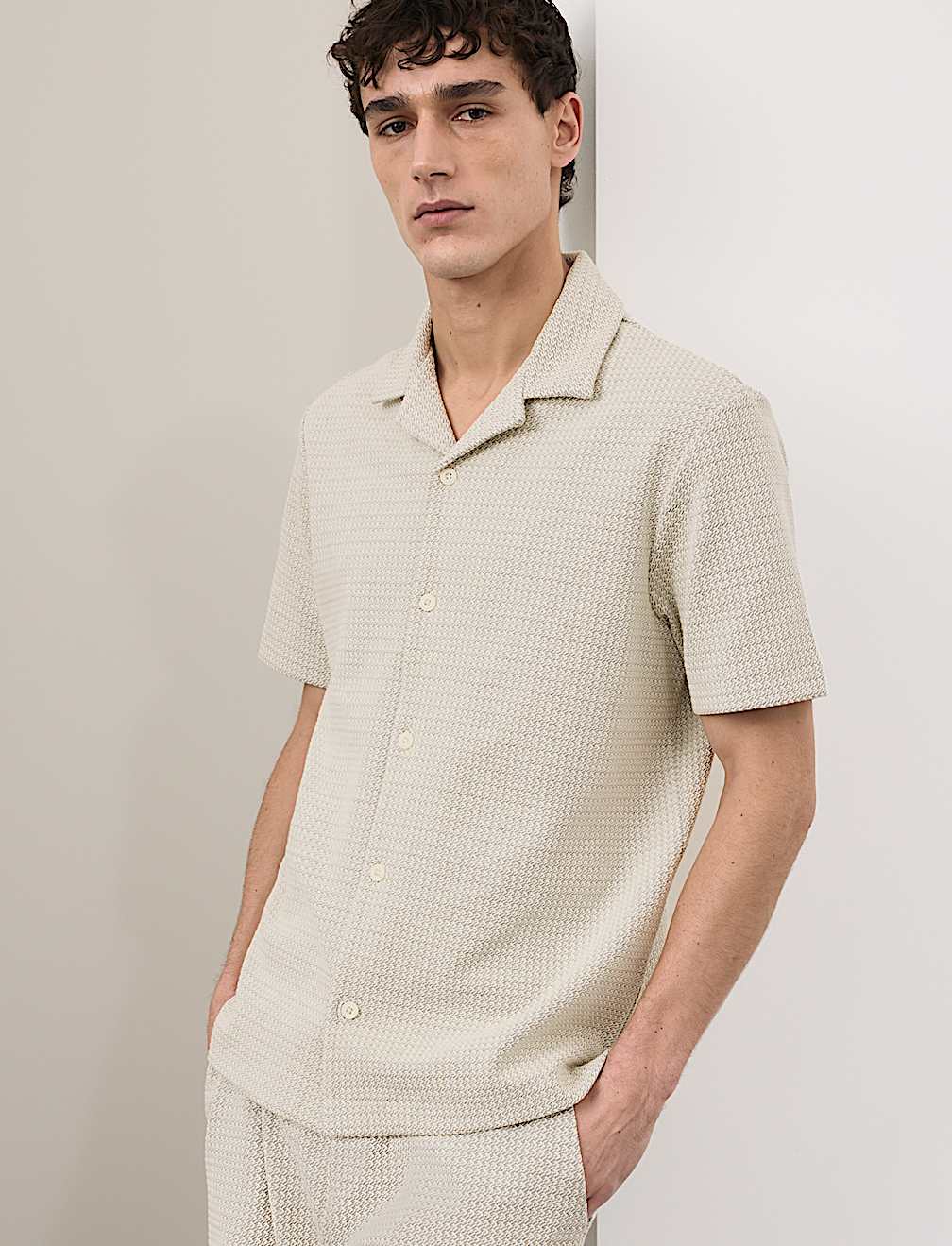 Regular Fit Cotton Blend Textured Shirt