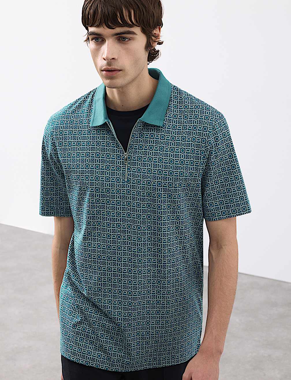 Pure Supima&reg; Cotton Geometric Polo Shirt