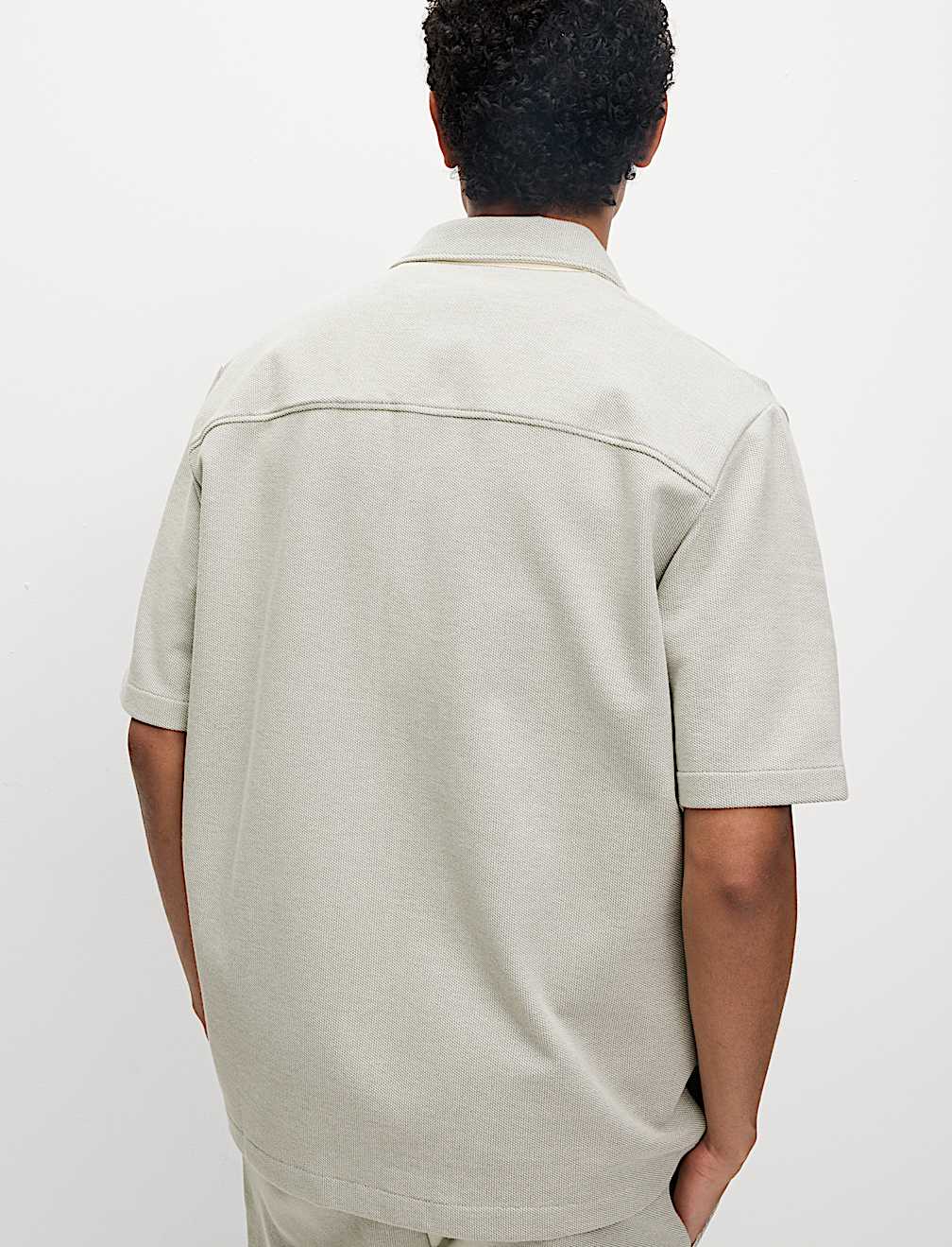 Cotton Blend Short Sleeve Over Shirt