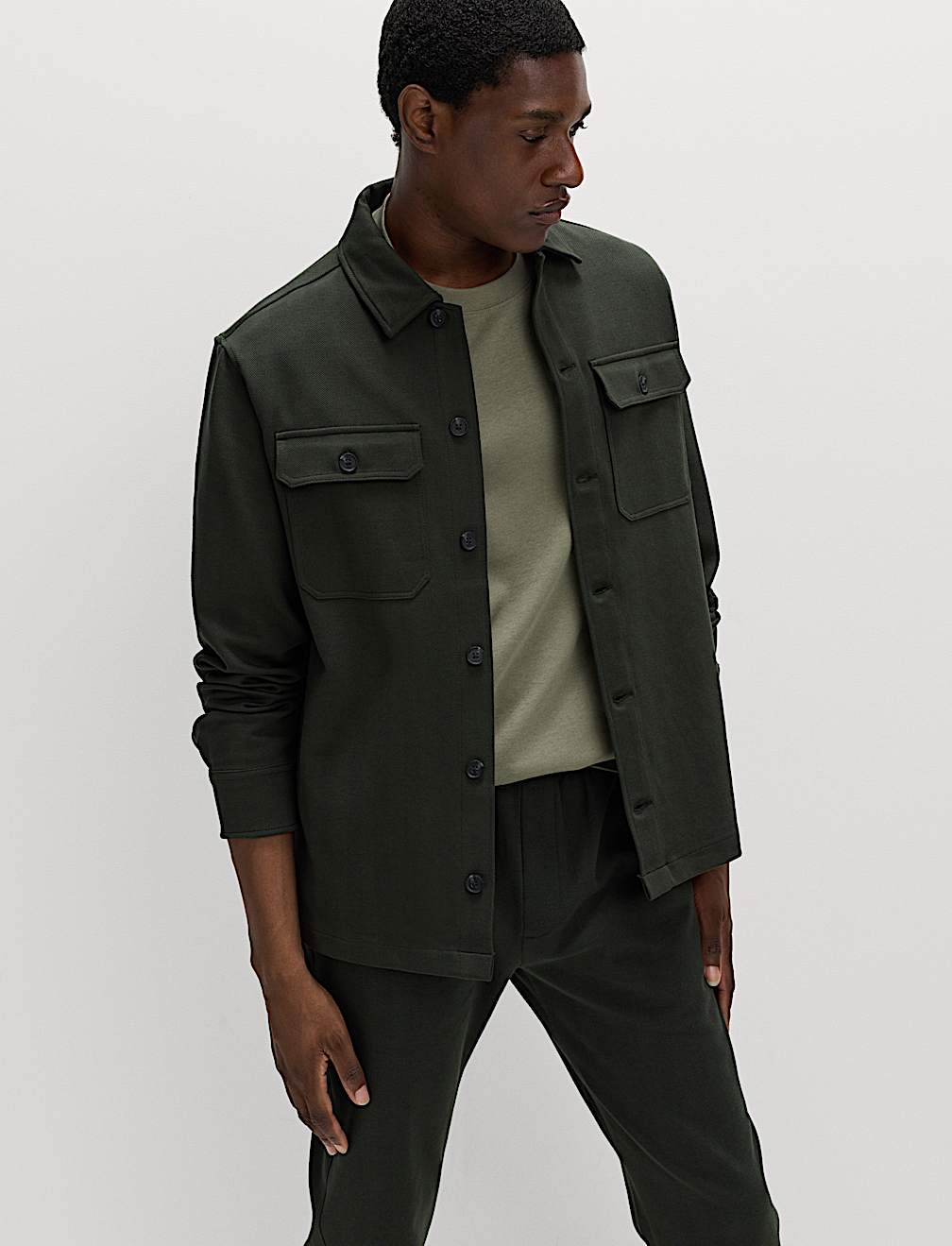 Cotton Rich Herringbone Overshirt