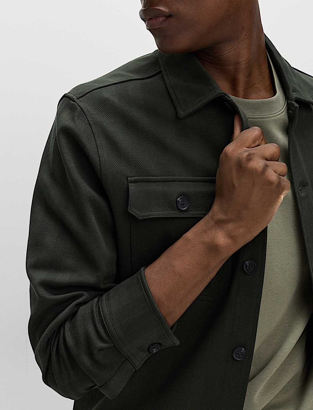 Cotton Rich Herringbone Overshirt