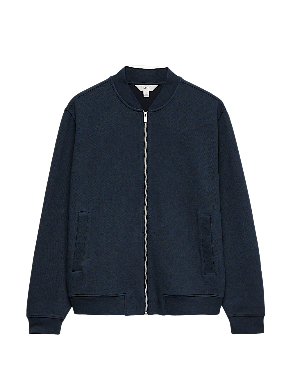 Cotton Blend Pique Bomber Jacket