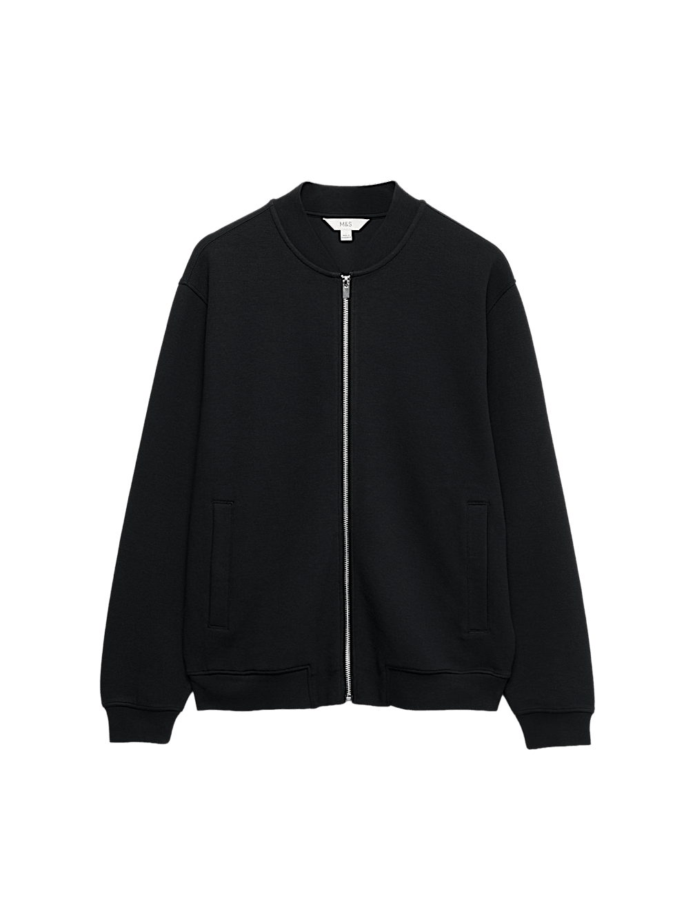 Cotton Blend Pique Bomber Jacket