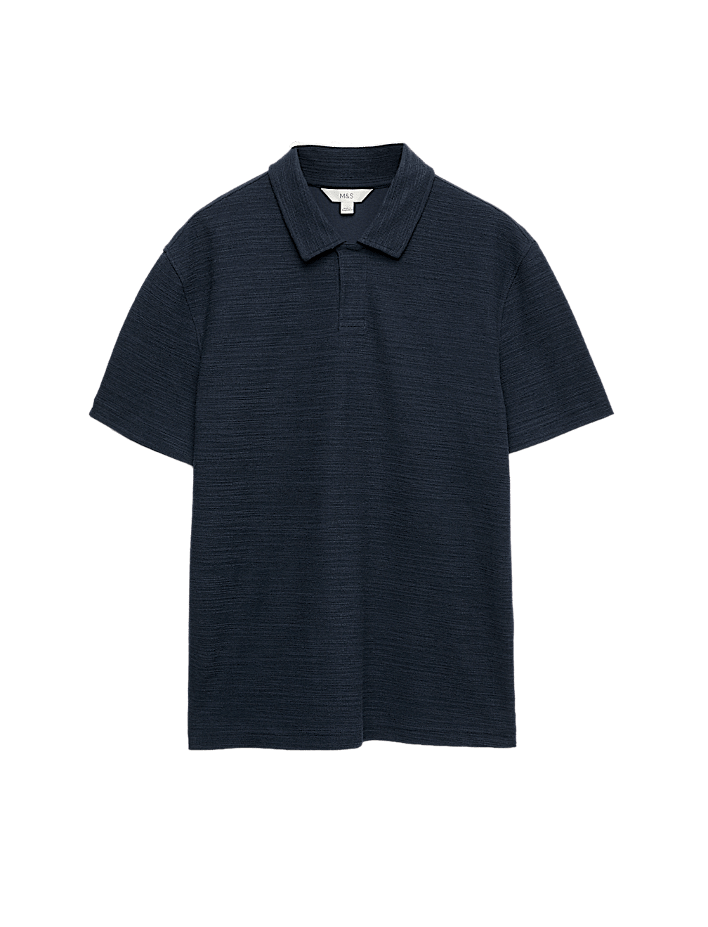 Cotton Rich Notch Neck Boucle Polo Shirt