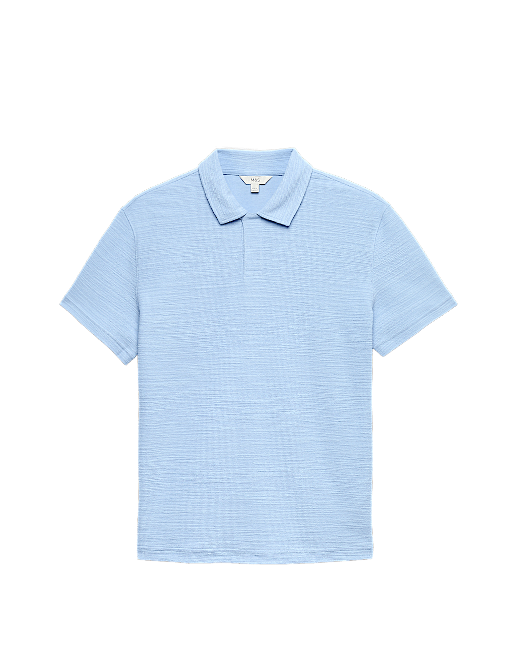 Cotton Rich Notch Neck Boucle Polo Shirt