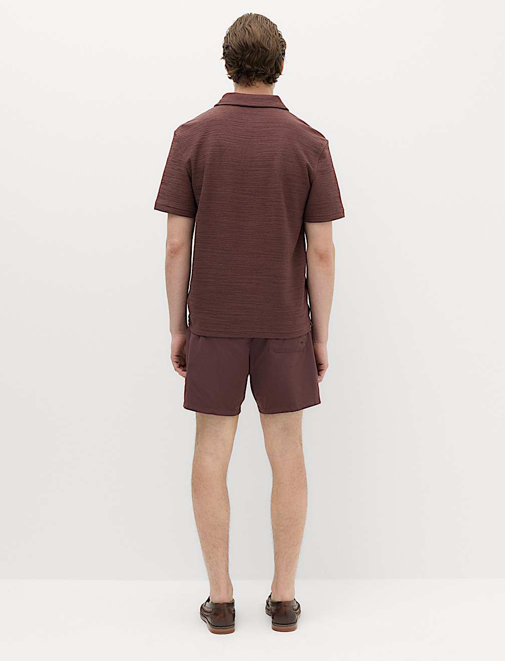 Cotton Rich Notch Neck Boucle Polo Shirt