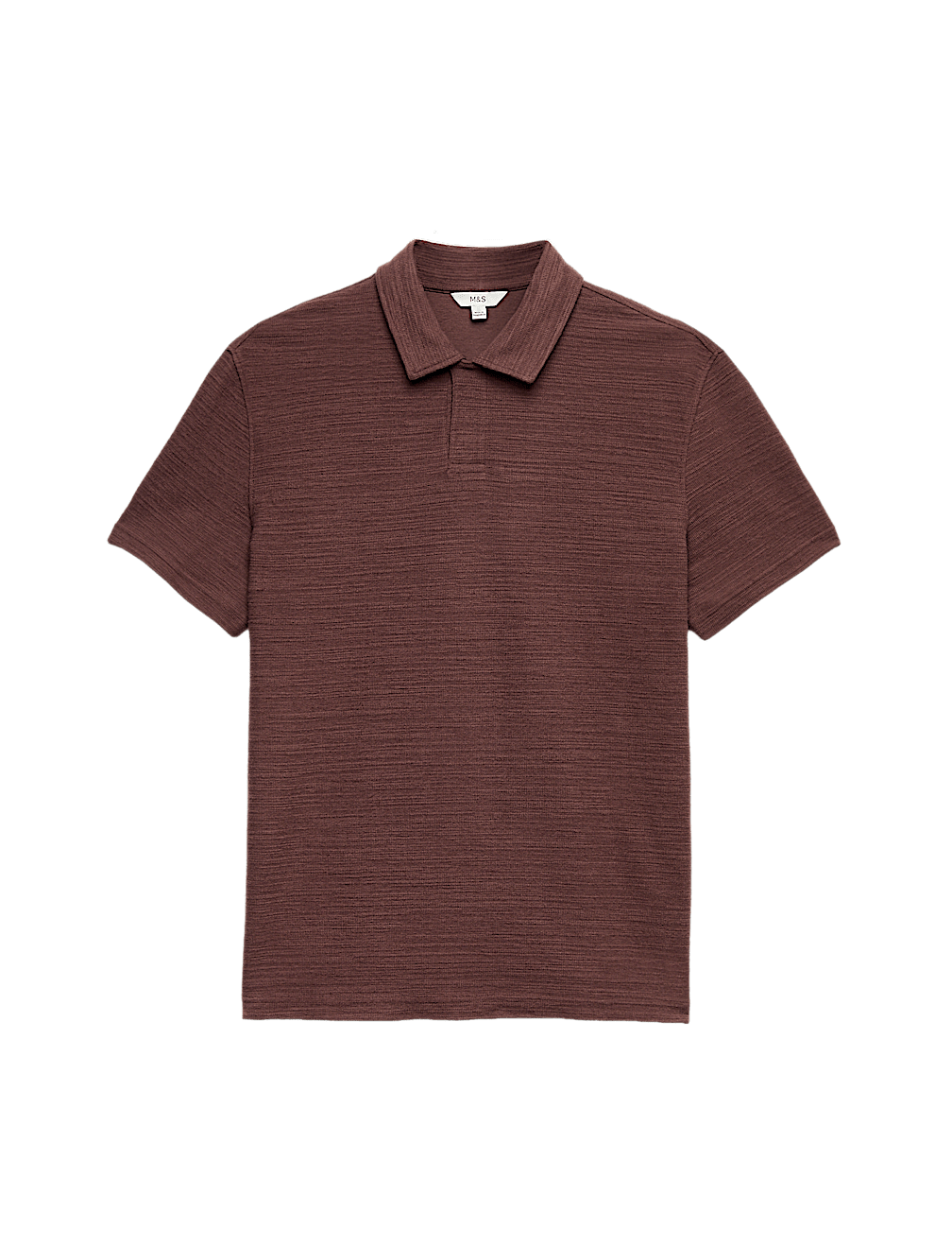 Cotton Rich Notch Neck Boucle Polo Shirt