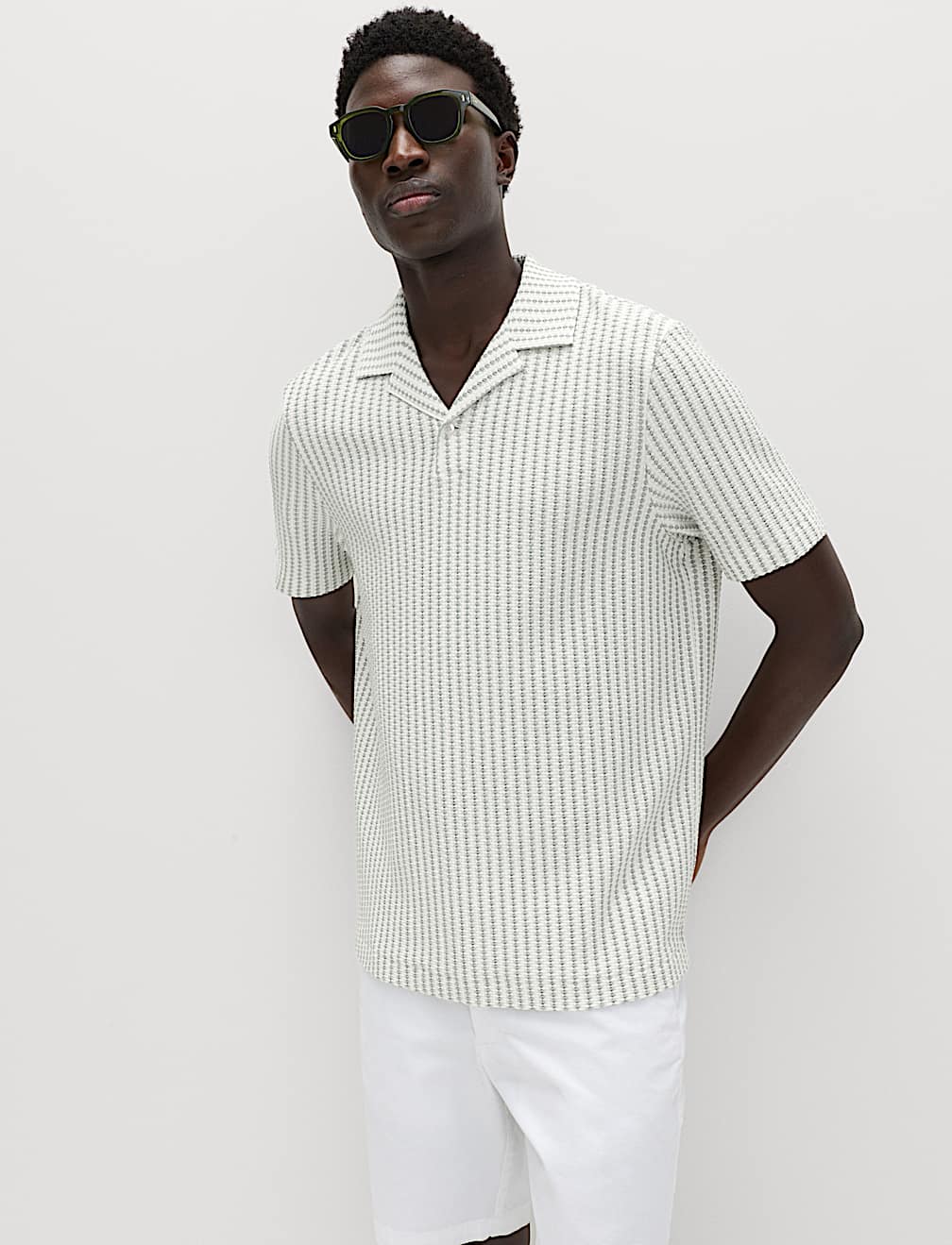 Cotton Rich Jersey Geometric Polo Shirt