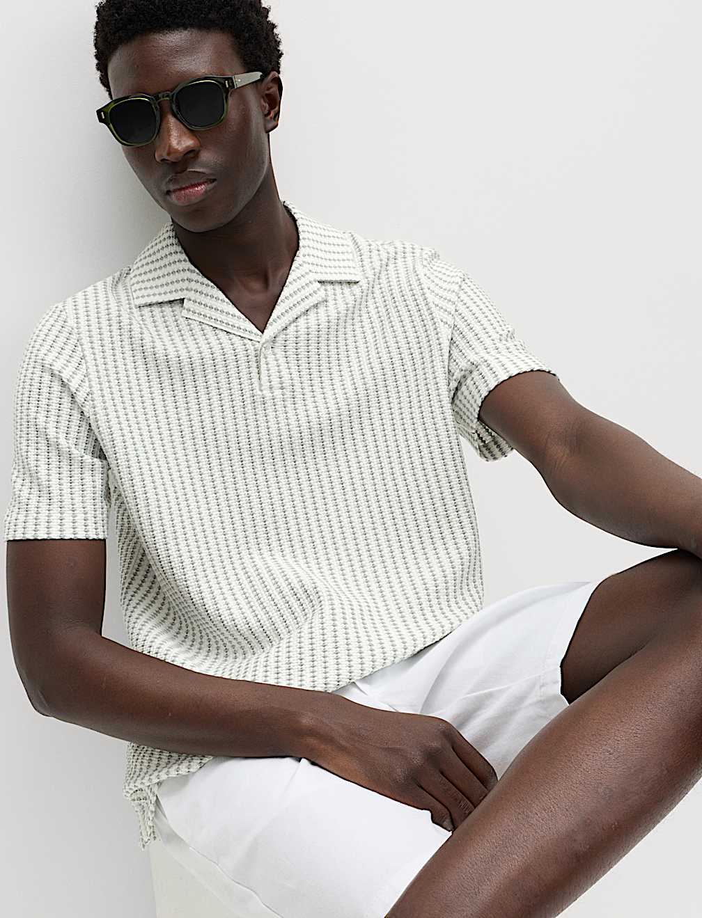 Cotton Rich Jersey Geometric Polo Shirt