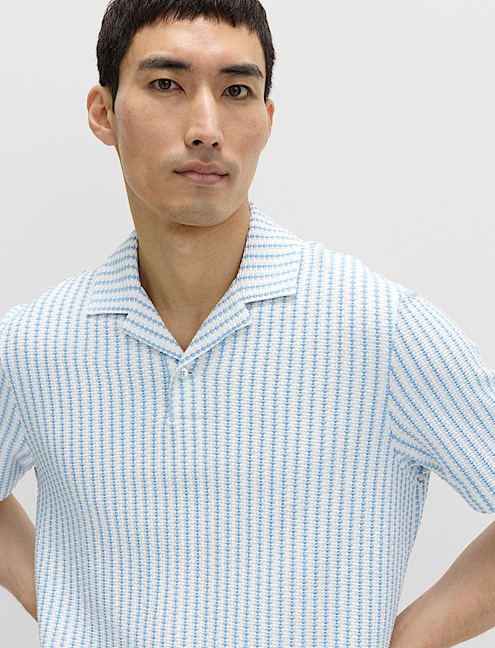 Cotton Rich Jersey Geometric Polo Shirt