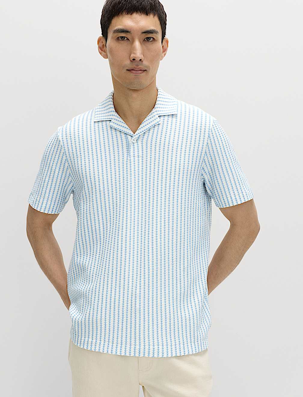 Cotton Rich Jersey Geometric Polo Shirt