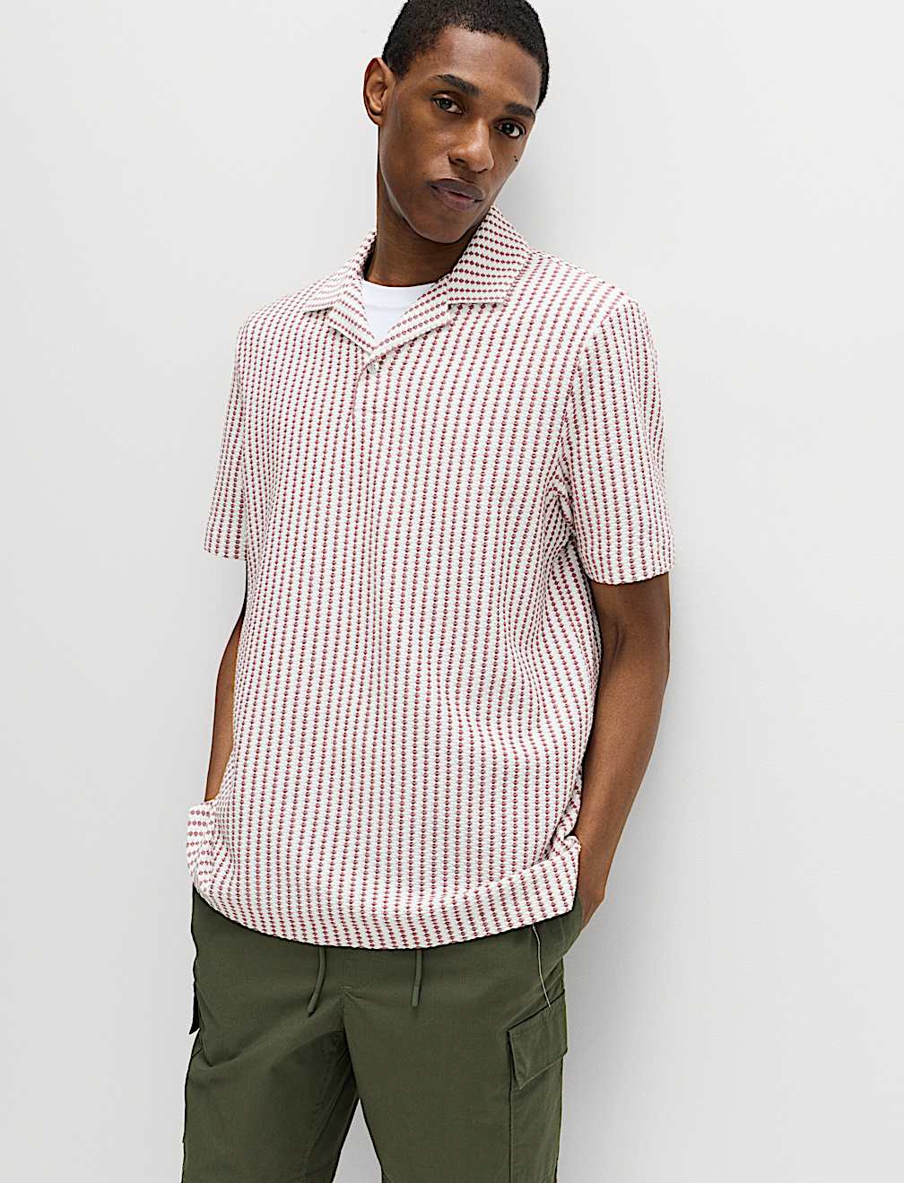 Cotton Rich Jersey Geometric Polo Shirt