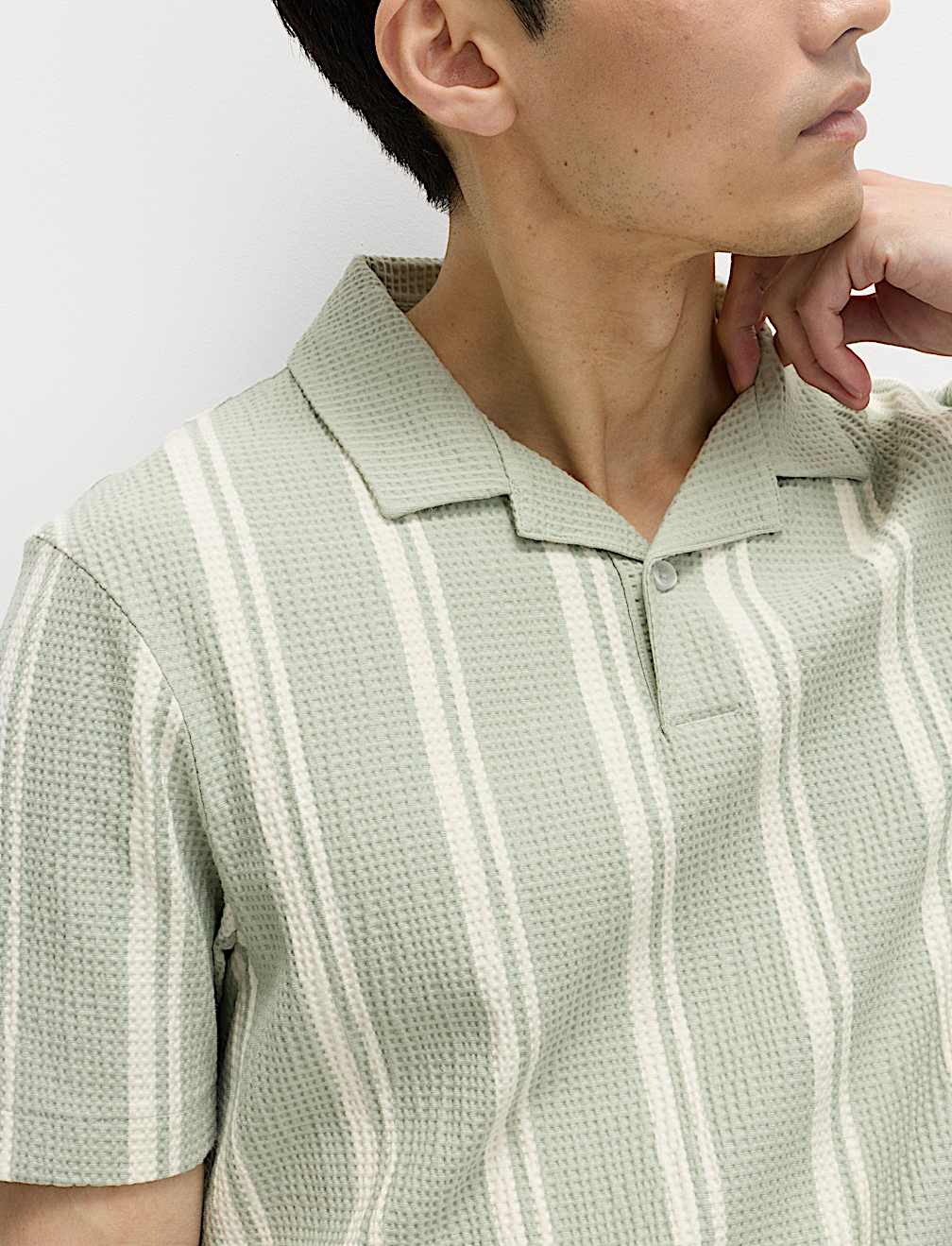 Cotton Rich Striped Seersucker Polo Shirt