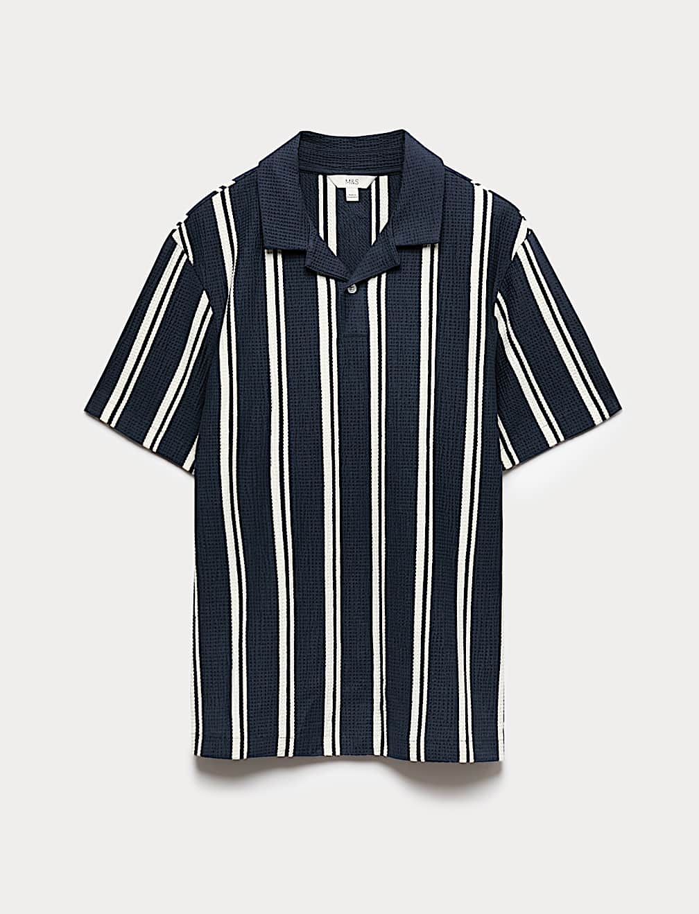 Cotton Rich Striped Seersucker Polo Shirt