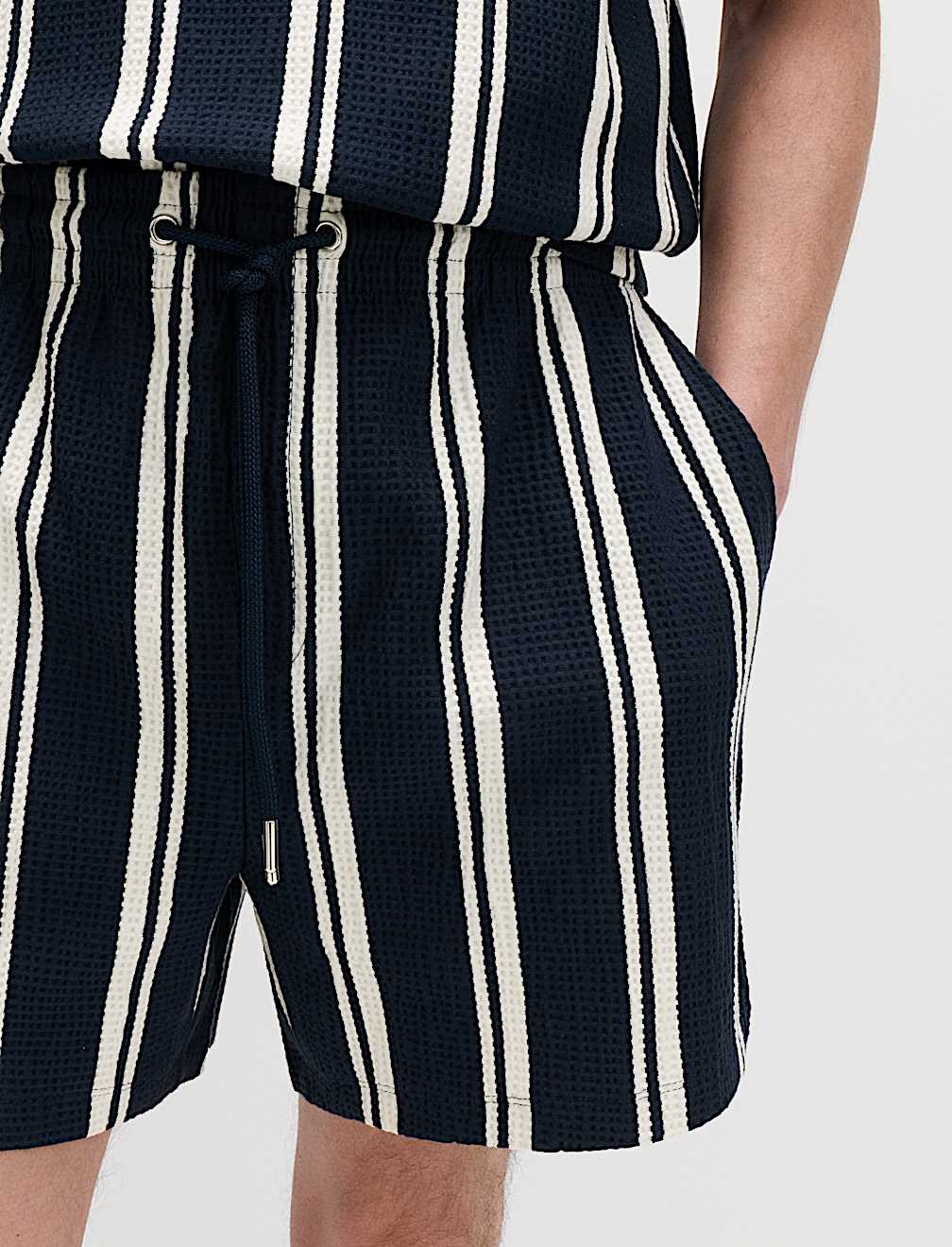 Cotton Rich Seersucker Striped Shorts