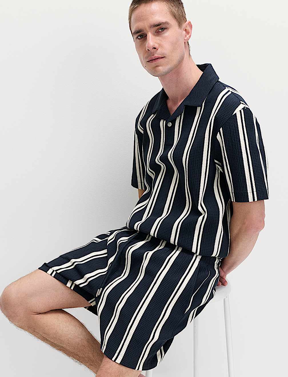 Cotton Rich Seersucker Striped Shorts