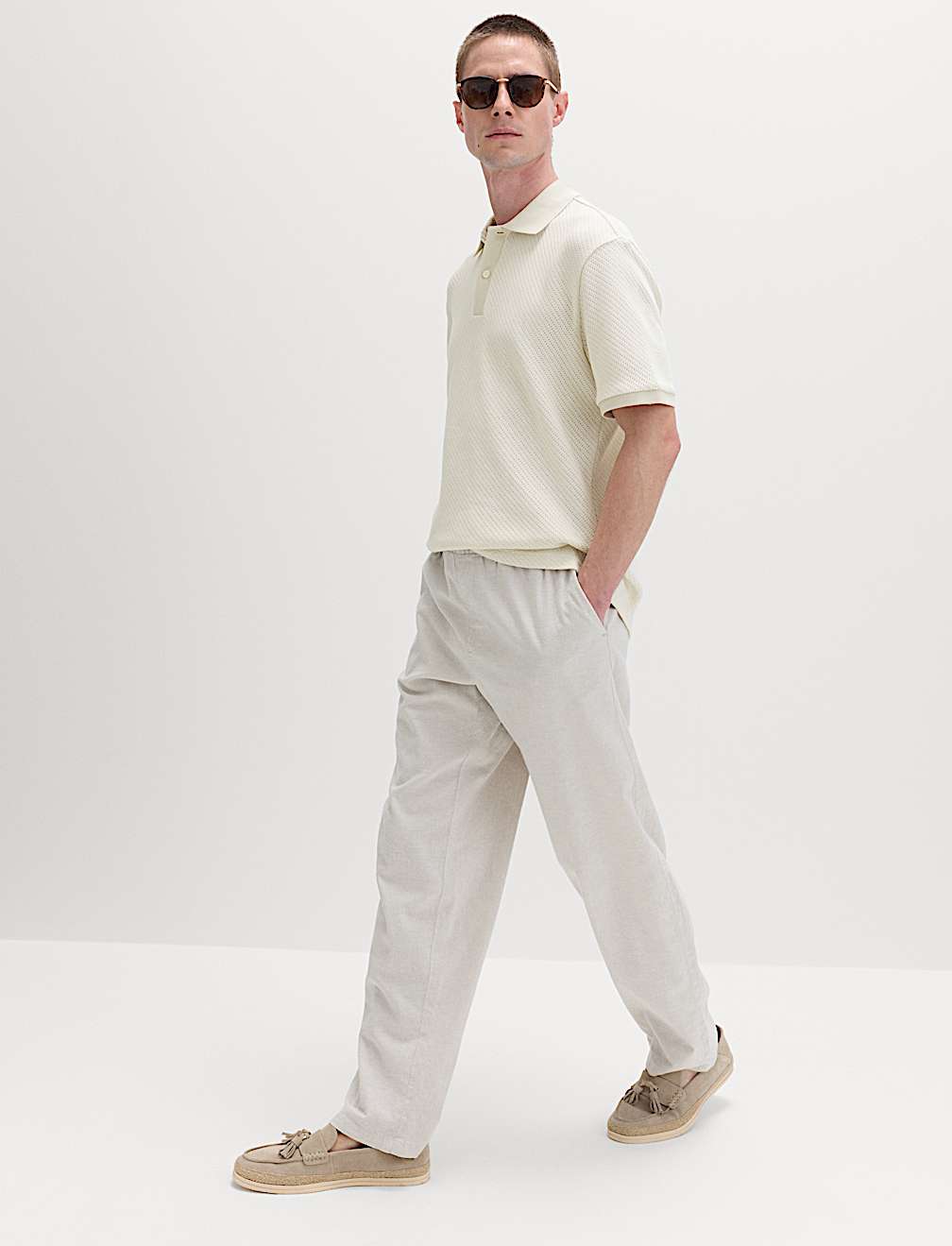 Cotton Rich Textured Knitted Polo Shirt