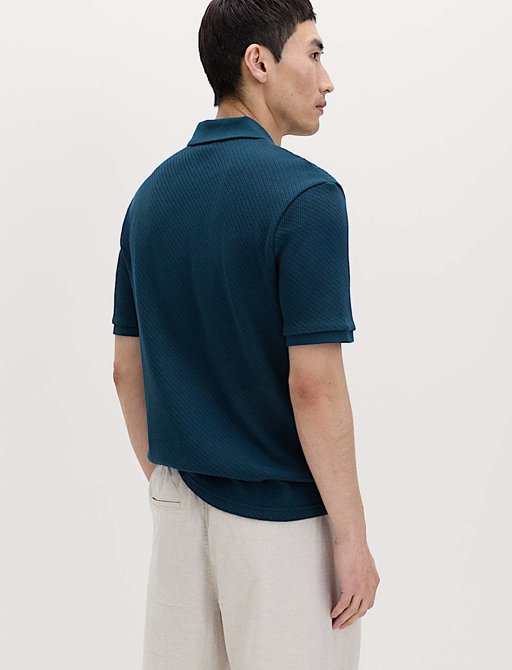 Cotton Rich Textured Knitted Polo Shirt