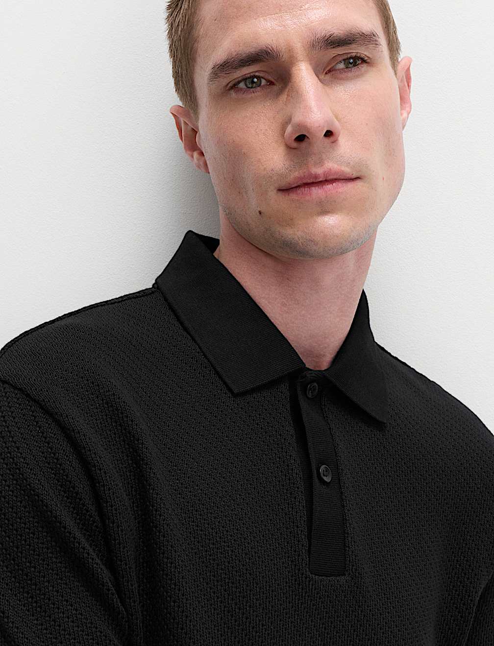 Cotton Rich Textured Knitted Polo Shirt