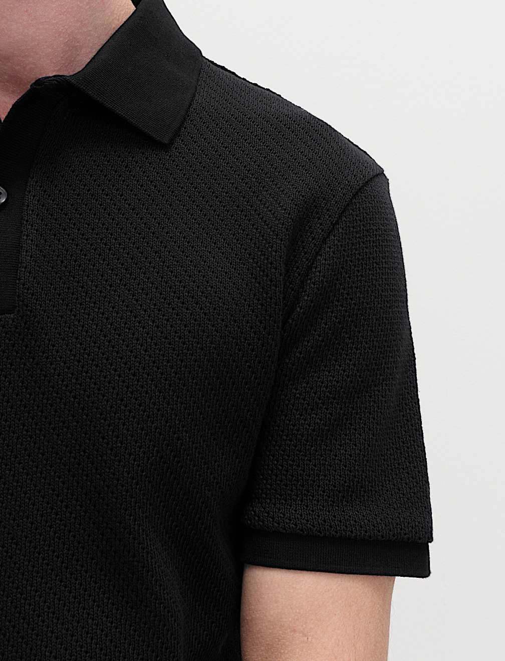Cotton Rich Textured Knitted Polo Shirt